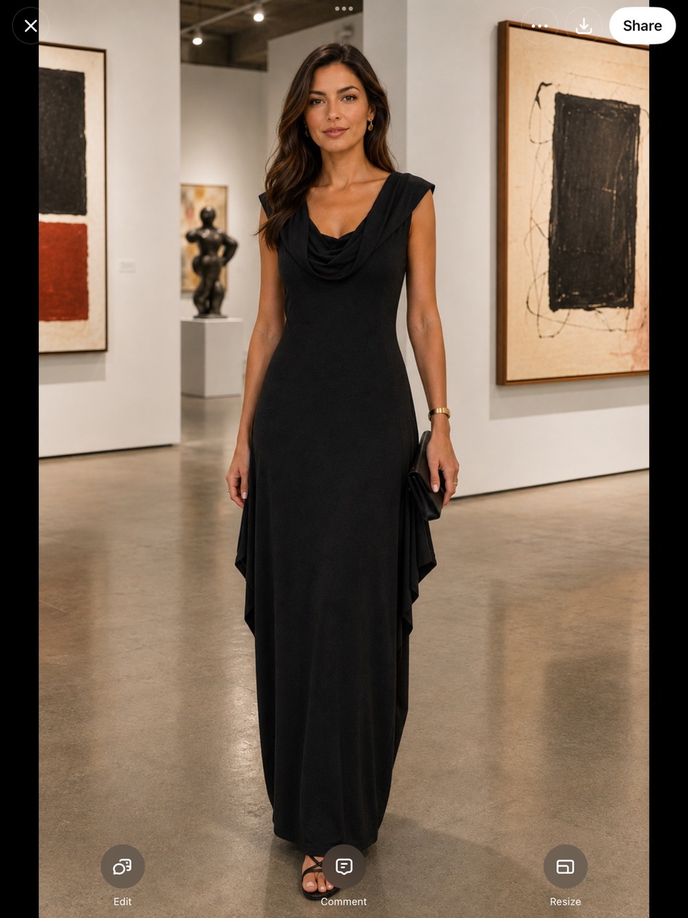 RUTI ICONIC SLEEVELESS OFF THE SHOULDER DRAPED NECKLINE BLACK DRESS SIZE 00